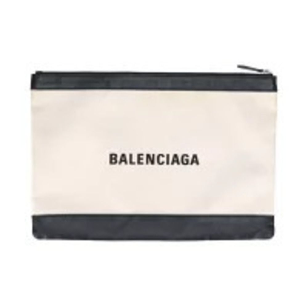 BALENCIAGA Navy Blue Clip Canvas Clutch Bag